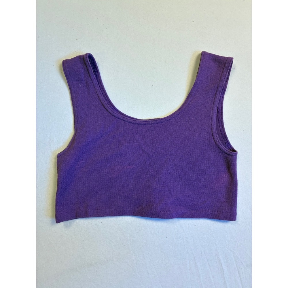 VTG Women's Purple Cropped Tank Top Sleeveless Scoop Neck Cami Single Stitch XS